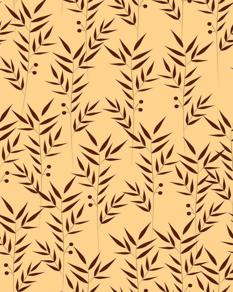 Yellow pattern with braun twigs vector