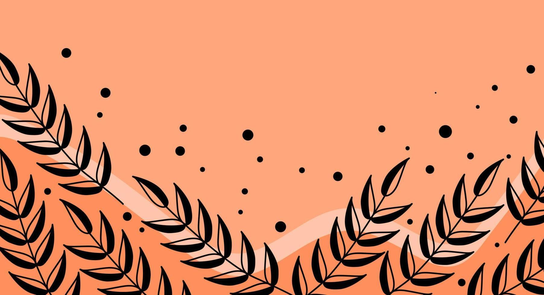Banner orange witn line botanic and twigs vector
