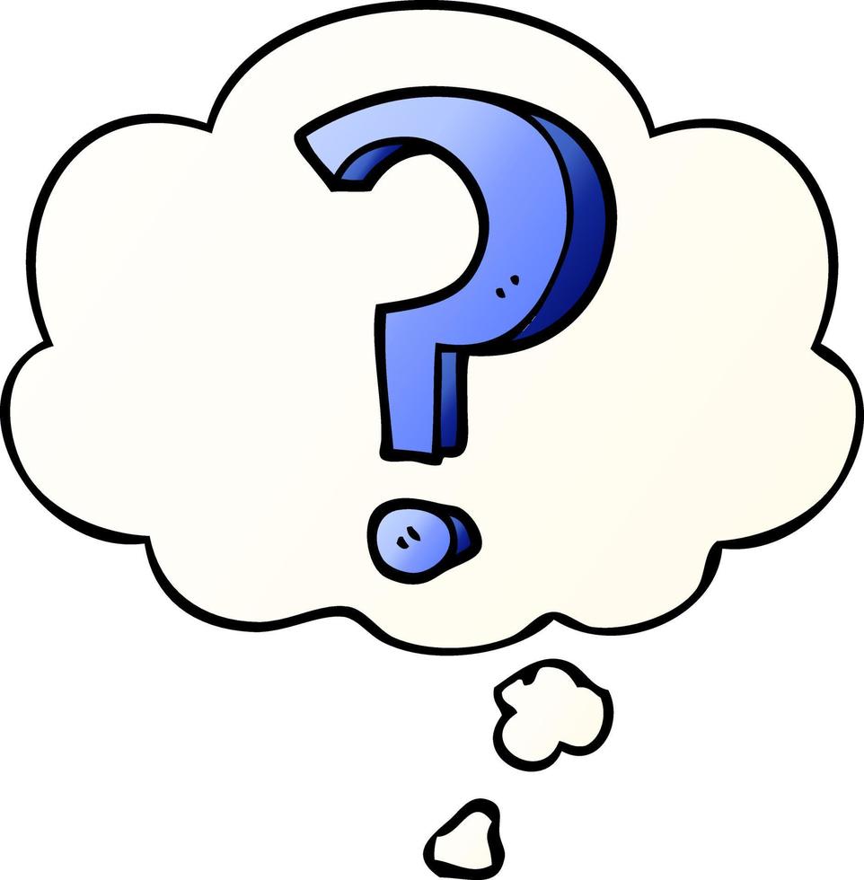 cartoon question mark and thought bubble in smooth gradient style vector