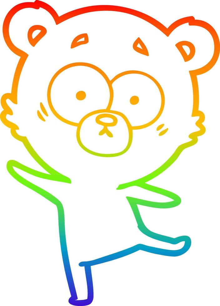 rainbow gradient line drawing worried bear cartoon vector