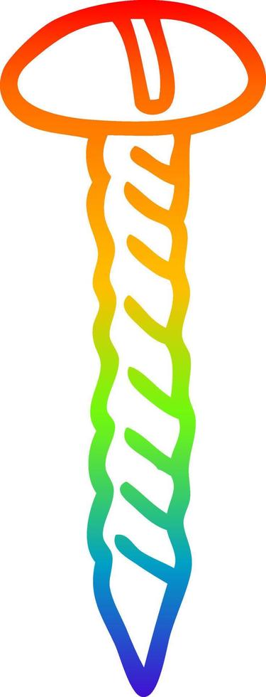 rainbow gradient line drawing cartoon metal screw vector