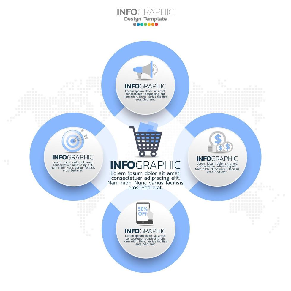 Business circle infographic elements with 4 options or steps. vector