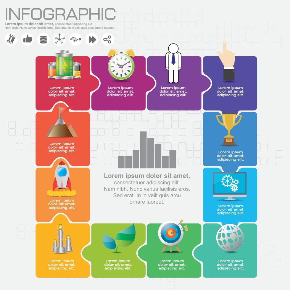 Infographic design template and business concept with 12 options, parts, steps or processes. Can be used for workflow layout, diagram, number options, web design. vector