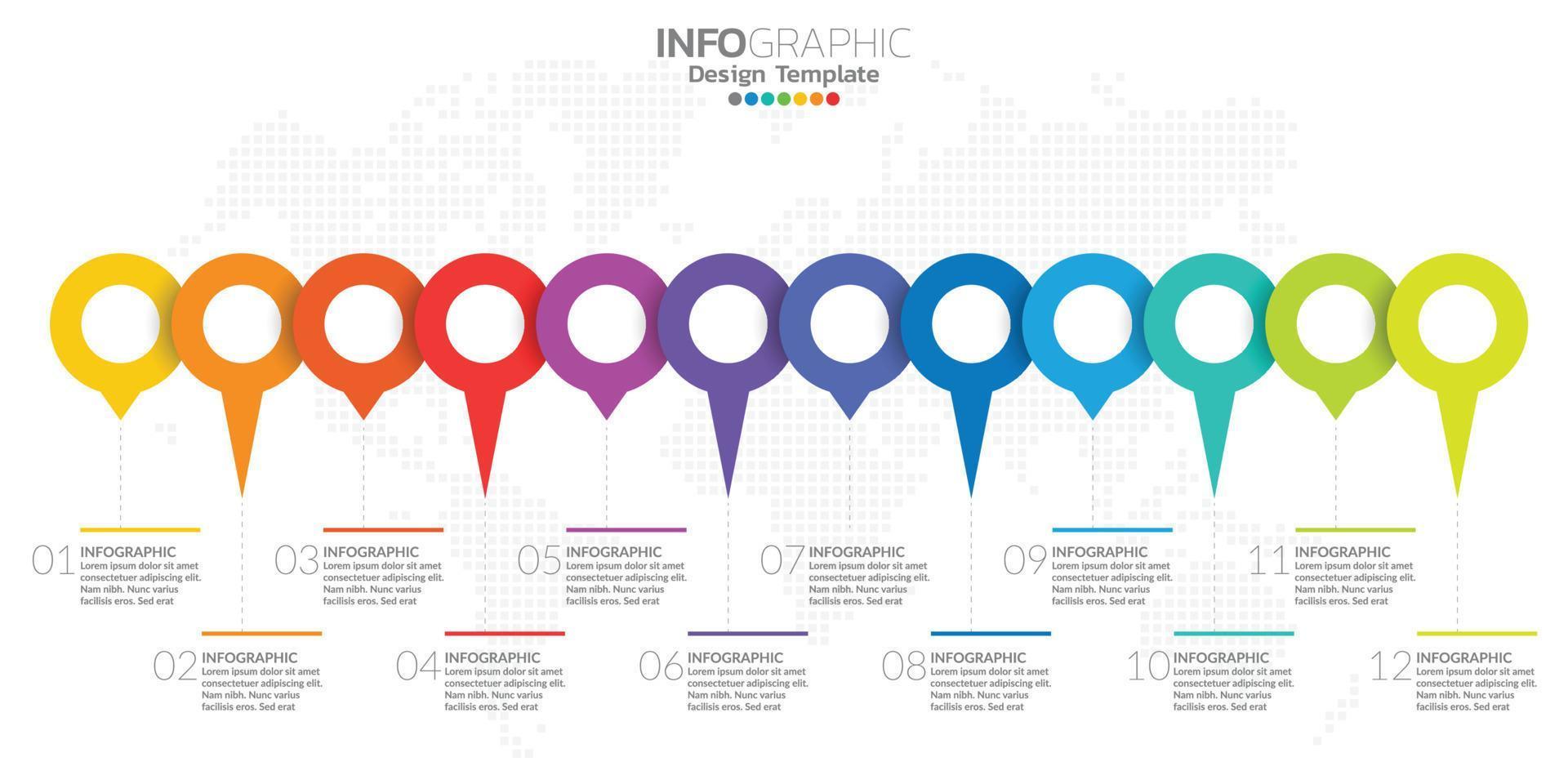 Timeline infographic presentation for 1 year 12 months used for Business concept with 12 options, steps and processes. vector
