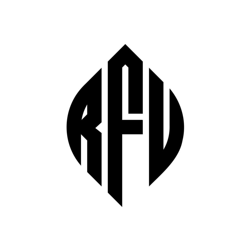 diseño de logotipo de letra de círculo rfu con forma de círculo y elipse. letras elipses rfu con estilo tipográfico. las tres iniciales forman un logo circular. vector de marca de letra de monograma abstracto del emblema del círculo rfu.