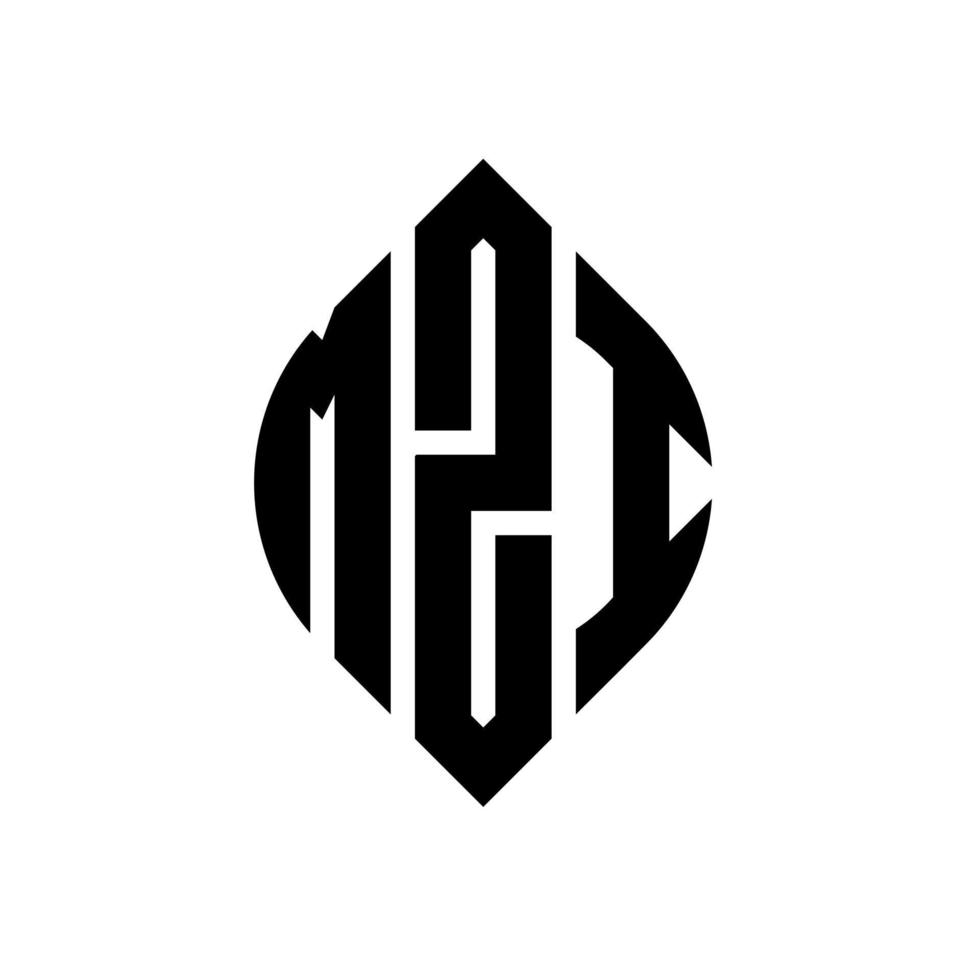 diseño de logotipo de letra de círculo mzi con forma de círculo y elipse. letras de elipse mzi con estilo tipográfico. las tres iniciales forman un logo circular. vector de marca de letra de monograma abstracto del emblema del círculo mzi.