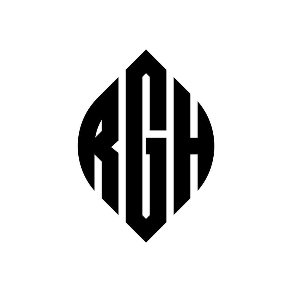 RGH circle letter logo design with circle and ellipse shape. RGH ellipse letters with typographic style. The three initials form a circle logo. RGH Circle Emblem Abstract Monogram Letter Mark Vector. vector
