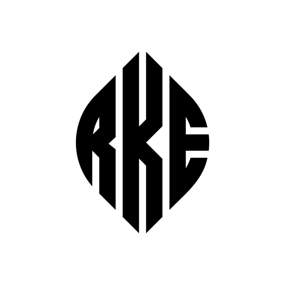 RKE circle letter logo design with circle and ellipse shape. RKE ellipse letters with typographic style. The three initials form a circle logo. RKE Circle Emblem Abstract Monogram Letter Mark Vector. vector
