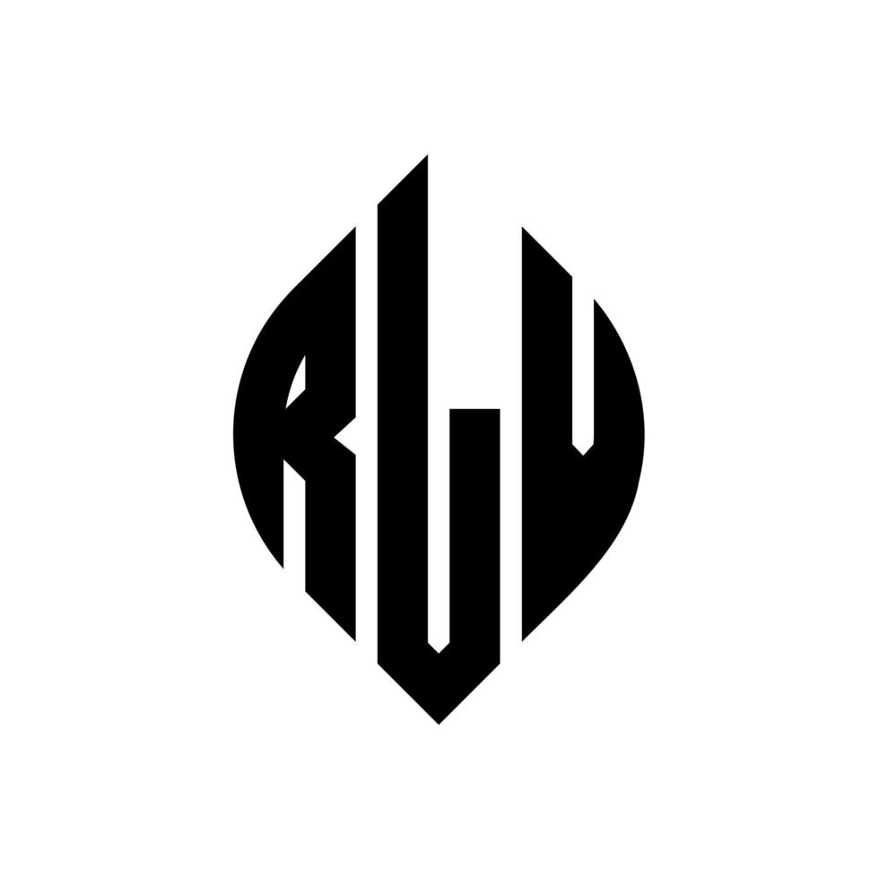 diseño de logotipo de letra de círculo rlv con forma de círculo y elipse. rlv letras elipses con estilo tipográfico. las tres iniciales forman un logo circular. rlv círculo emblema resumen monograma letra marca vector. vector