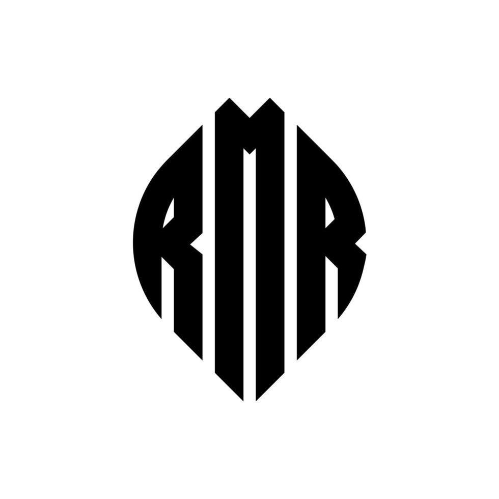 diseño de logotipo de letra de círculo rmr con forma de círculo y elipse. rmr letras elipses con estilo tipográfico. las tres iniciales forman un logo circular. vector de marca de letra de monograma abstracto del emblema del círculo rmr.