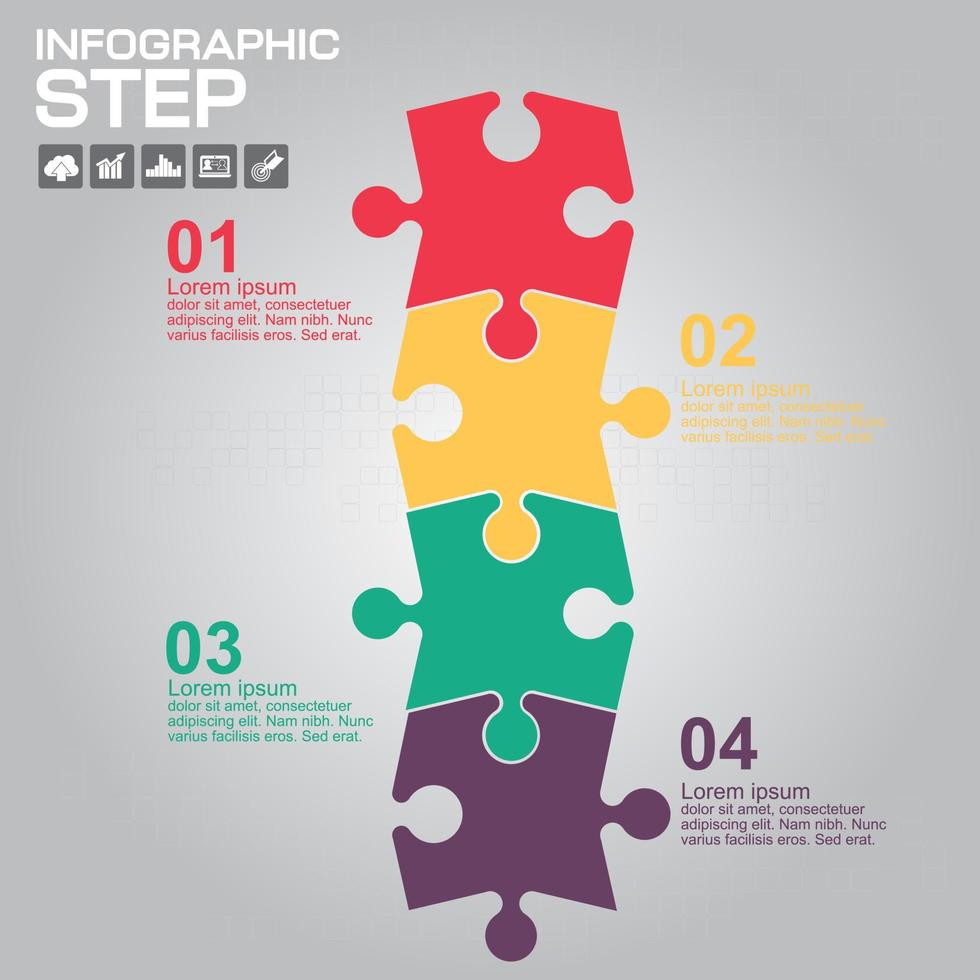 colorido rompecabezas 4 detalles. componente empresarial. la imagen se puede utilizar para su negocio, presentaciones, proyectos, promoción vector