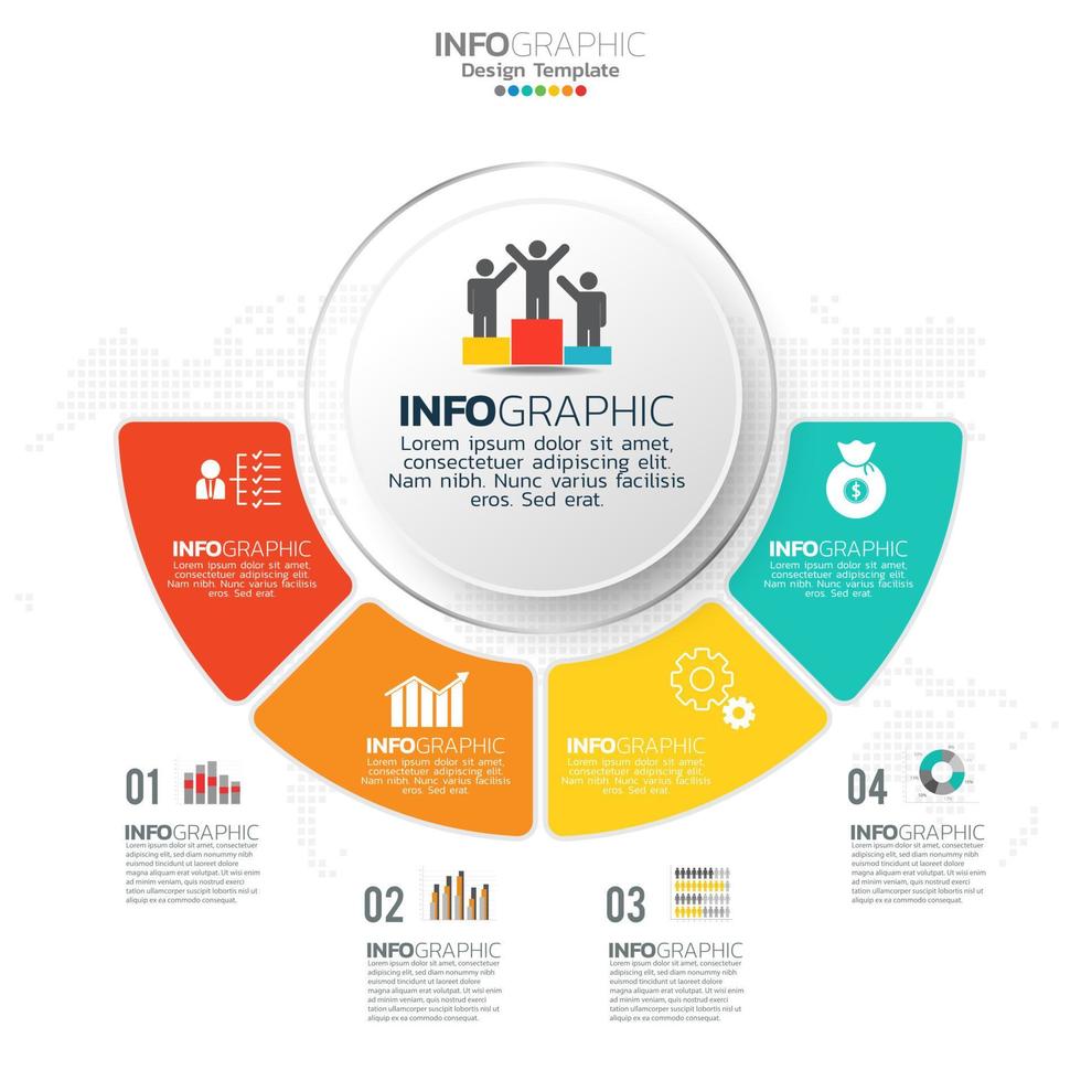 Business circle infographic elements with 4 options or steps. vector