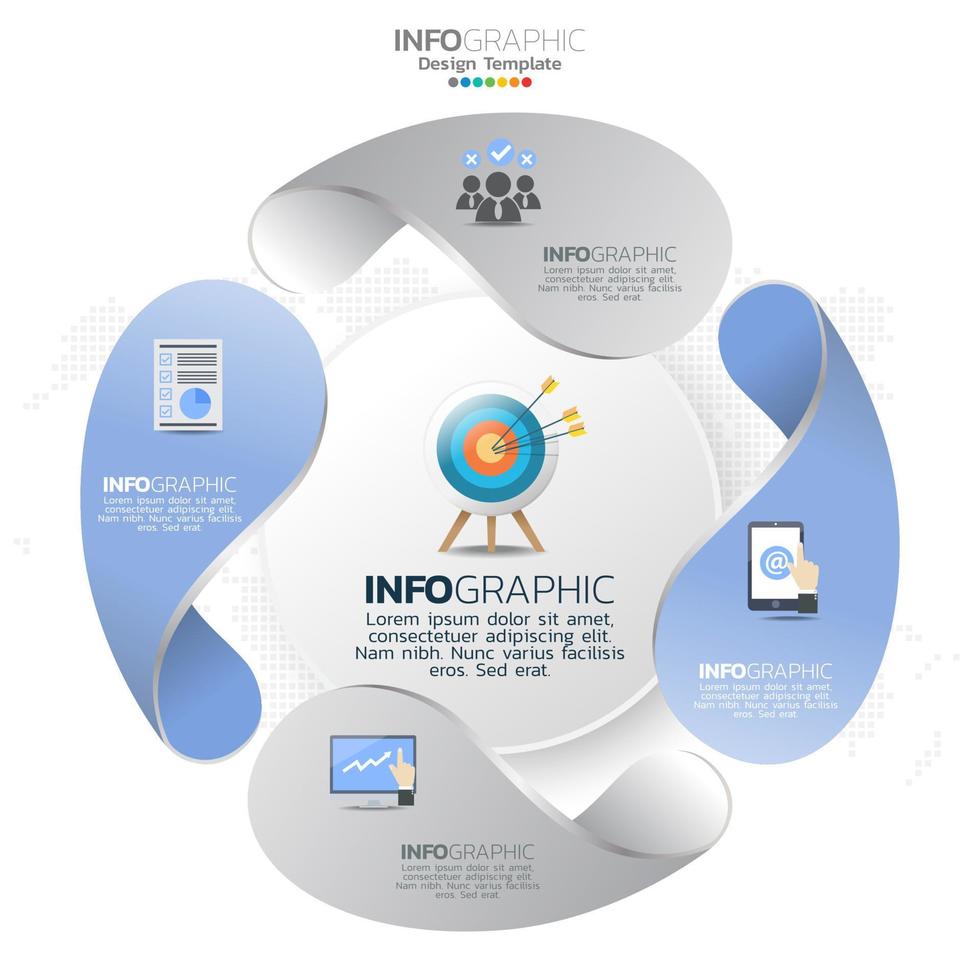 elementos infográficos de círculo empresarial con 4 opciones o pasos. vector