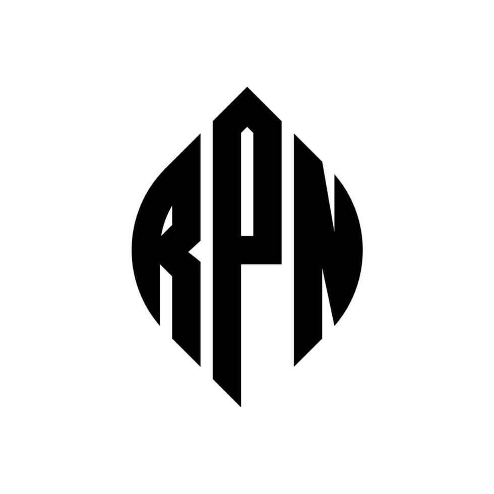 diseño de logotipo de letra de círculo rpn con forma de círculo y elipse. letras de elipse rpn con estilo tipográfico. las tres iniciales forman un logo circular. vector de marca de letra de monograma abstracto del emblema del círculo rpn.