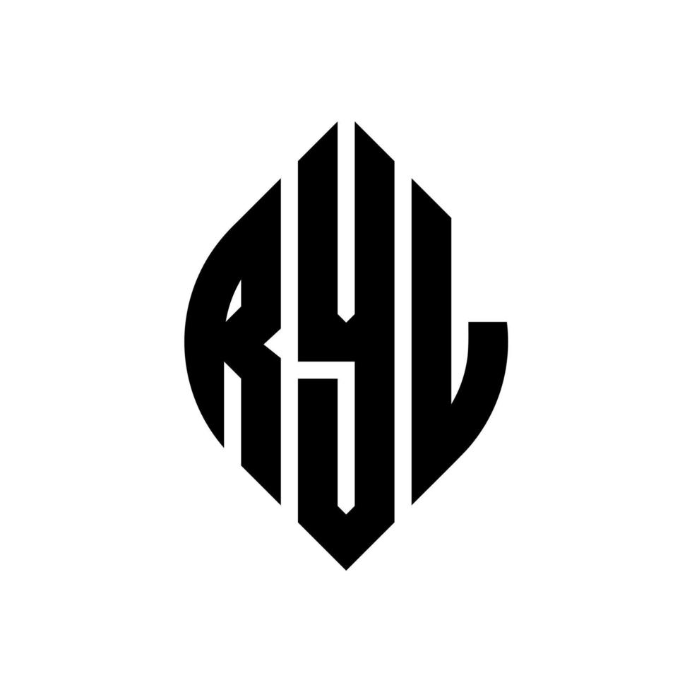 diseño de logotipo de letra de círculo de ryl con forma de círculo y elipse. letras elipses ryl con estilo tipográfico. las tres iniciales forman un logo circular. vector de marca de letra de monograma abstracto del emblema del círculo de ryl.