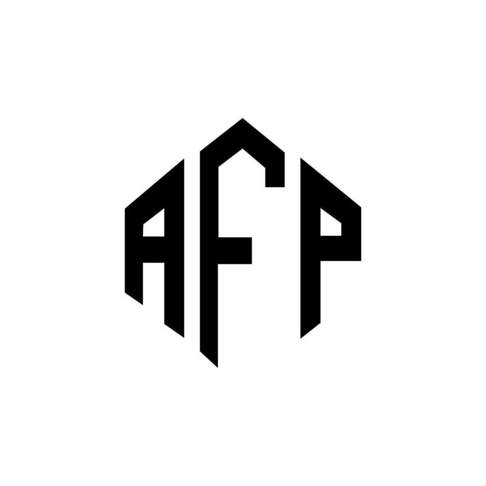 AFP letter logo design with polygon shape. AFP polygon and cube shape logo design. AFP hexagon vector logo template white and black colors. AFP monogram, business and real estate logo.