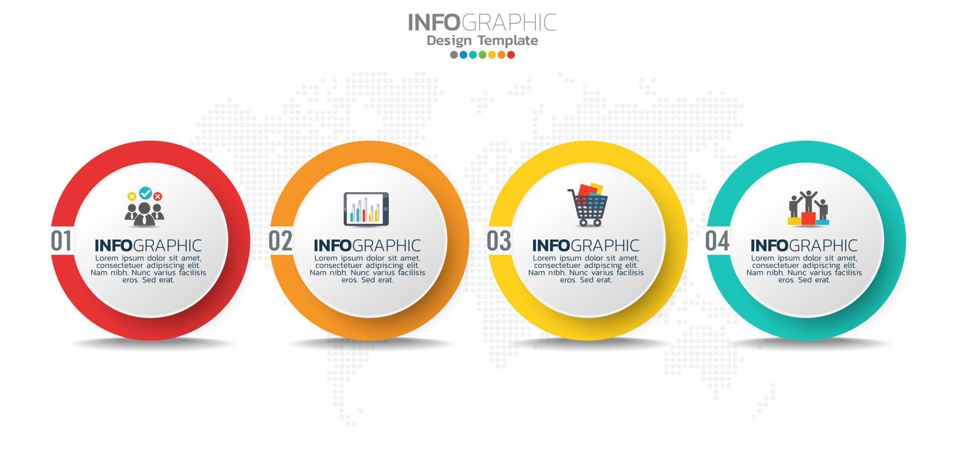 plantilla de infografía con gráfico de proceso de flujo de trabajo de 4 elementos. vector