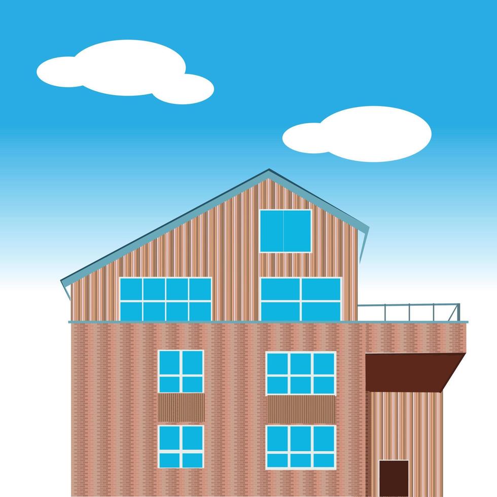 Beautiful wooden home design building vector