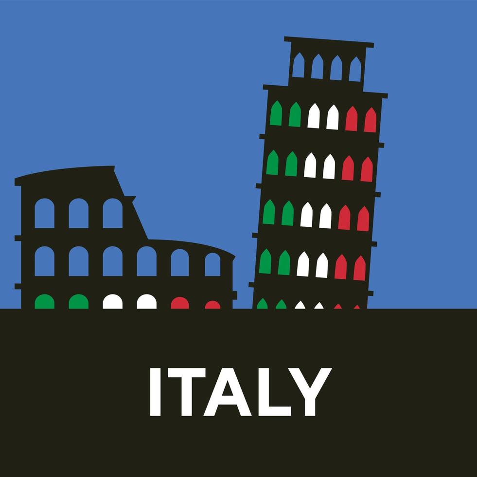 Travel to Italy flat design elements. Vector sketch illustration 