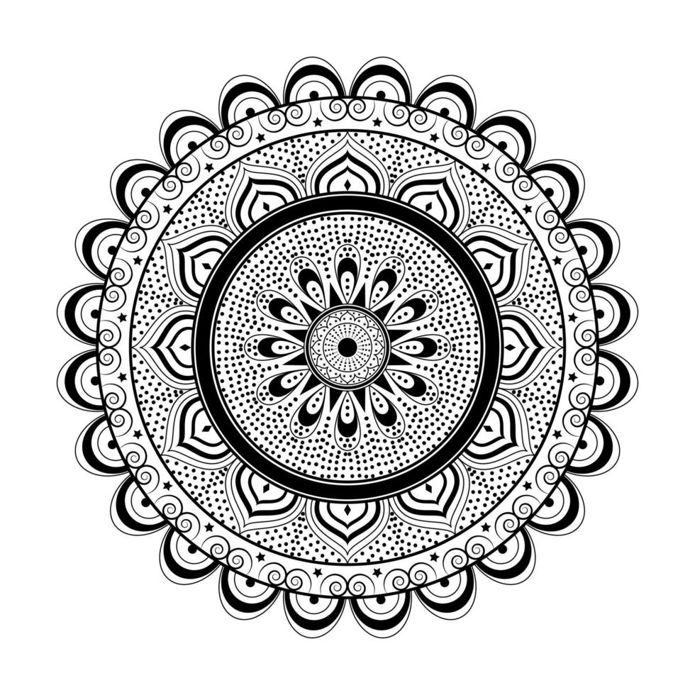 ilustración de vector de mandala étnico redondo en blanco y negro sobre fondo blanco vector premium