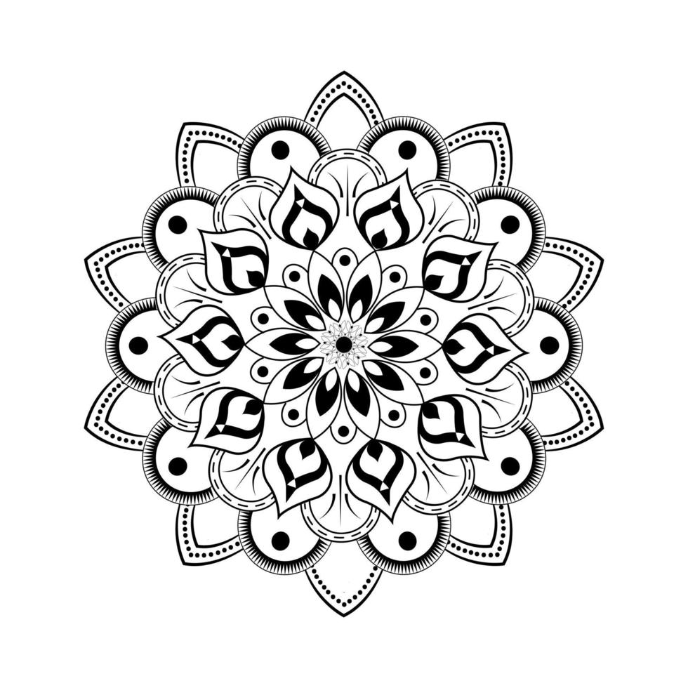 Black color floral mandala on white background vector in illustration graphics design Premium Vector