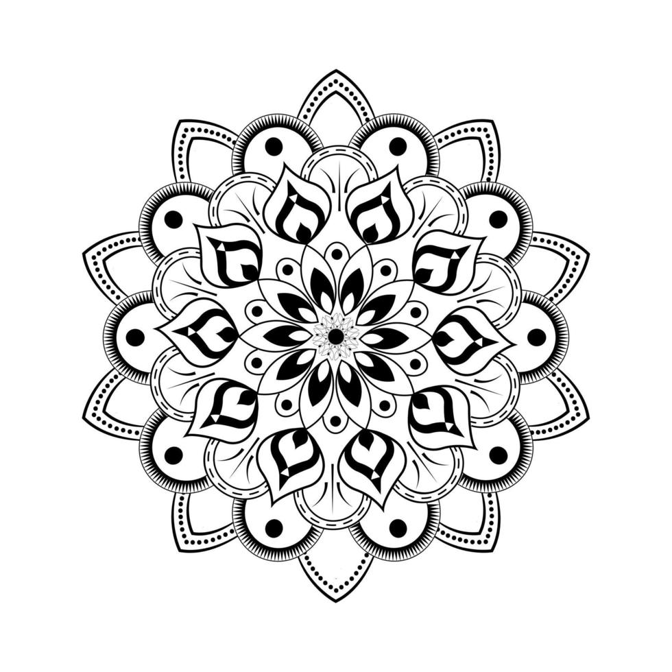 mandala floral de color negro sobre fondo blanco vector en ilustración diseño gráfico vector premium