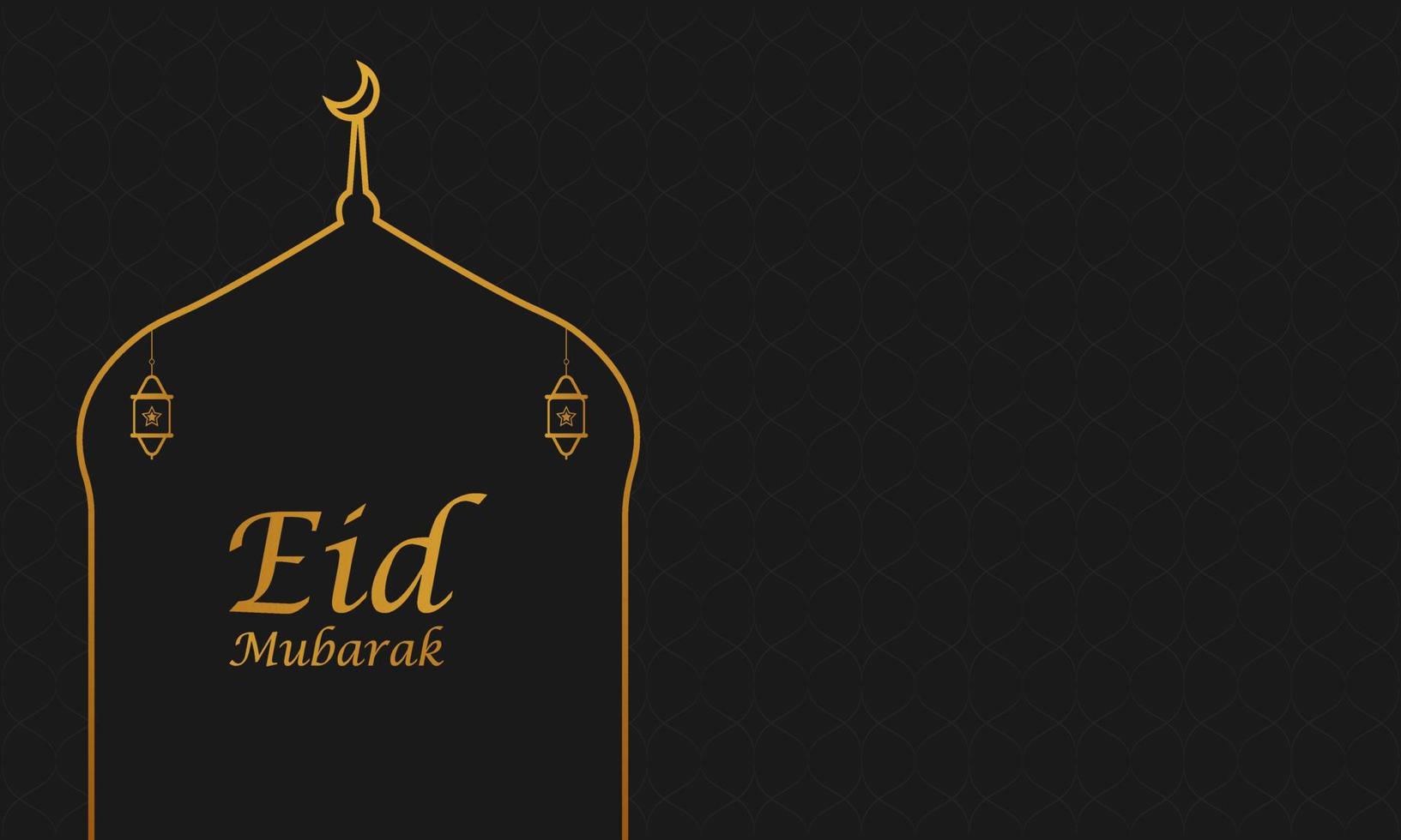 Eid mubarak white banner with hanging lamps decoration elements geometric pattern background vector graphics design Premium Vector