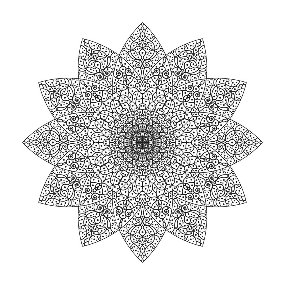 Flower mandala oriental pattern islam arabic indian vector illustration black and white Premium Vector