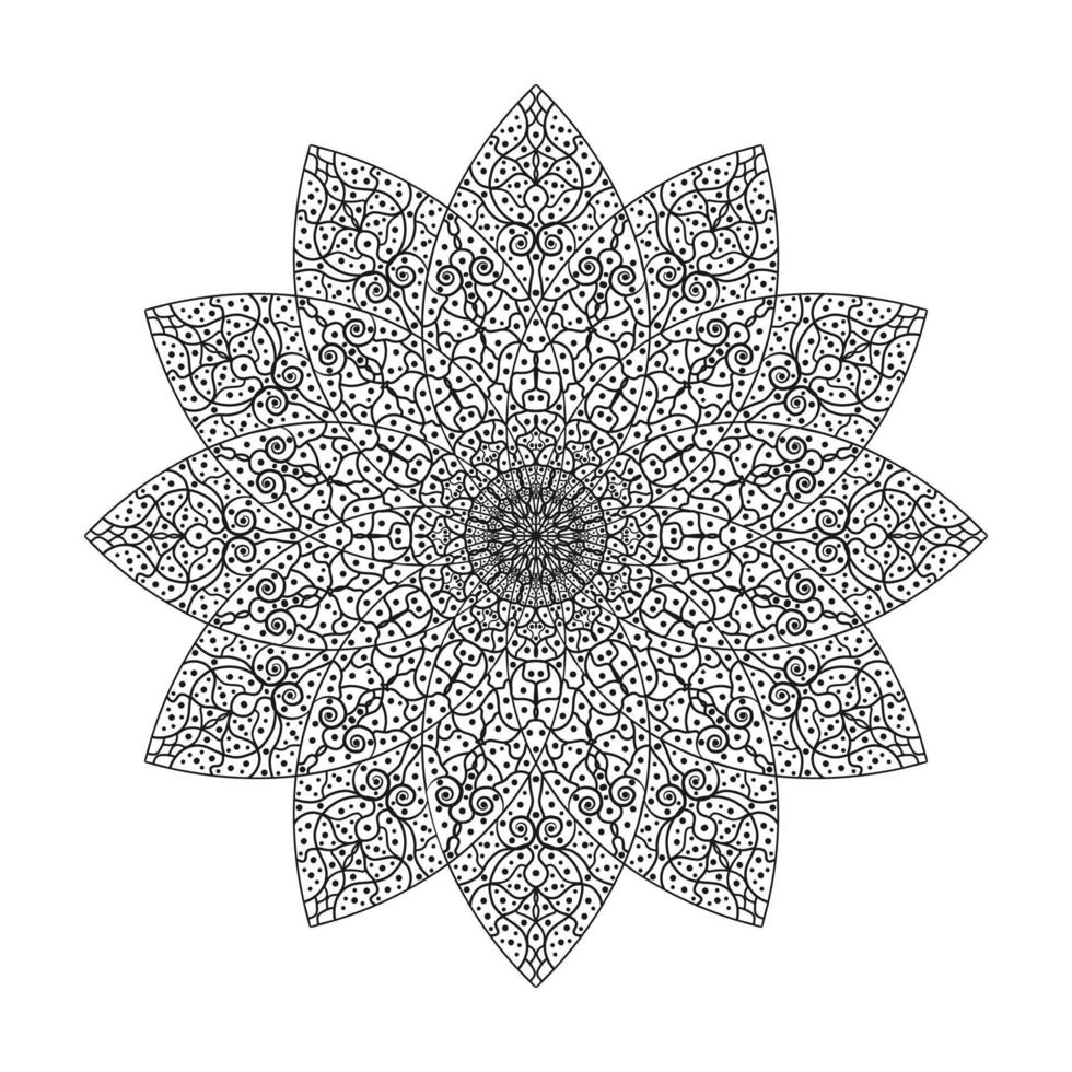 flor mandala oriental patrón islam árabe indio vector ilustración blanco y negro premium vector