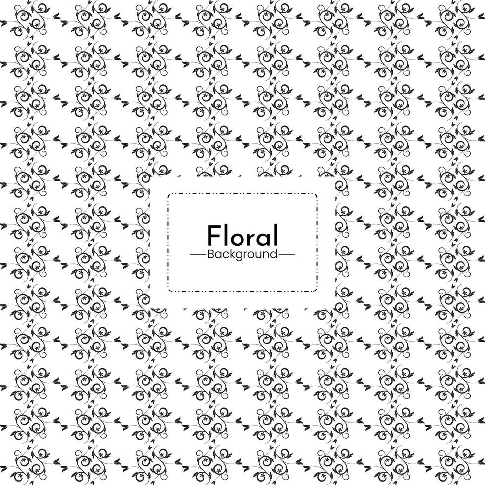 Black white floral elements geometric pattern background vector graphics design Premium Vector