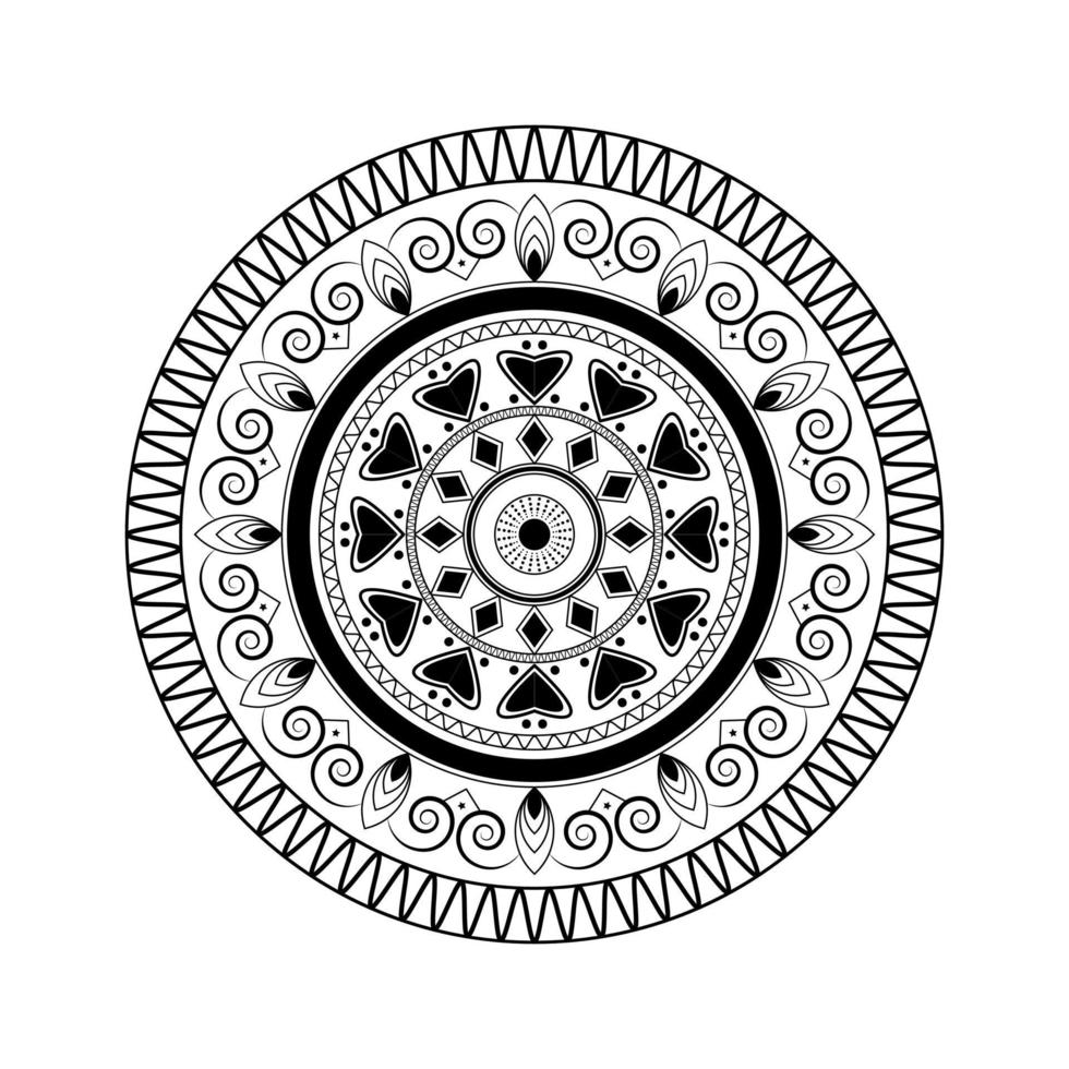 Black and white floral elements mandala design in vector illustration graphics design Premium Vector