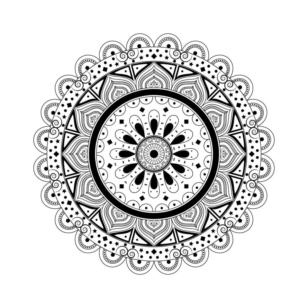 diseño de mandala de elementos florales en blanco y negro en diseño de gráficos de ilustración vectorial vector premium