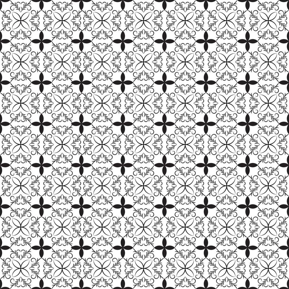diseño de gráficos vectoriales de fondo de patrón geométrico de elementos florales blancos negros vector premium