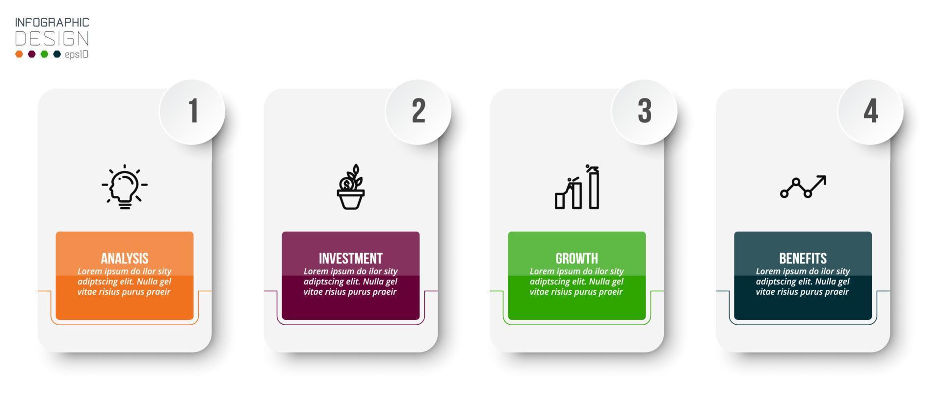 concepto de negocio de plantilla infográfica con paso. vector