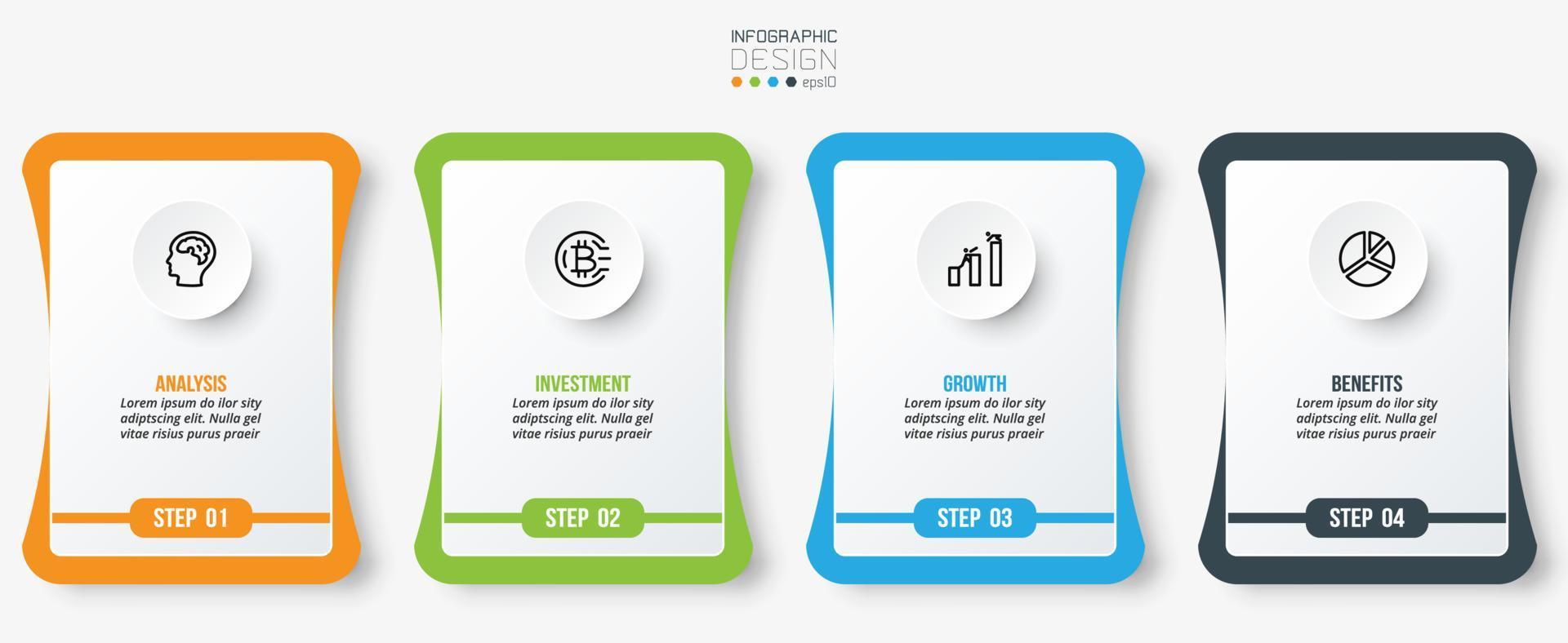 concepto de negocio de plantilla infográfica con paso. vector