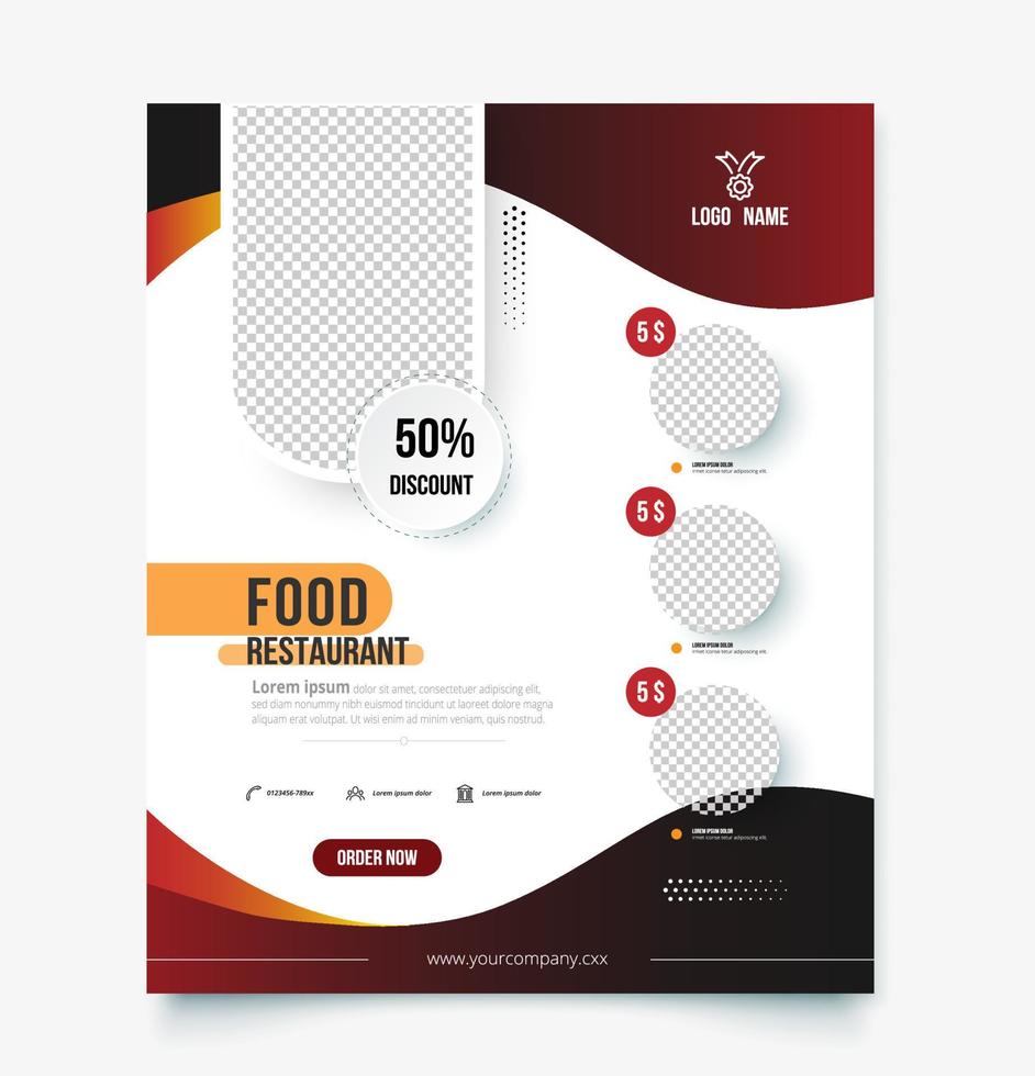 Food restaurant discount poster template. vector