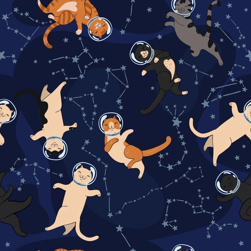 Space cats and constellations seamless pattern. 8972554 Vector Art at  Vecteezy