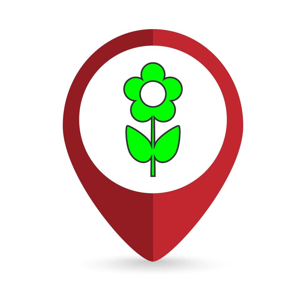 puntero de mapa con icono de flor verde. ilustración vectorial vector