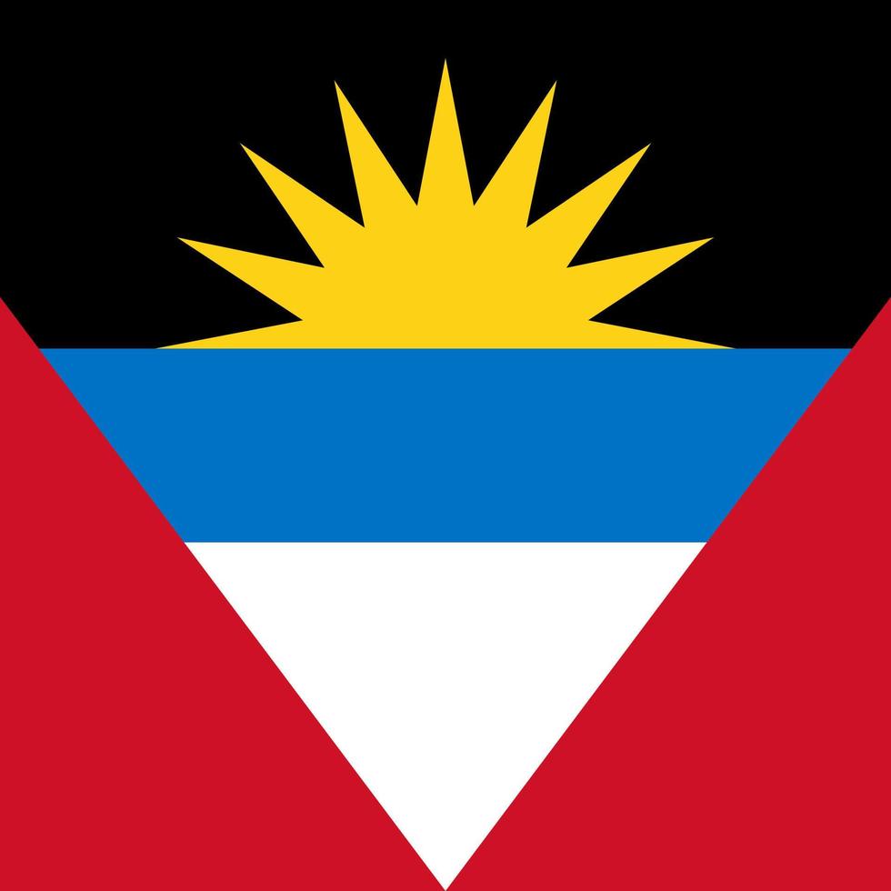 Antigua and Barbuda flag, official colors. Vector illustration.