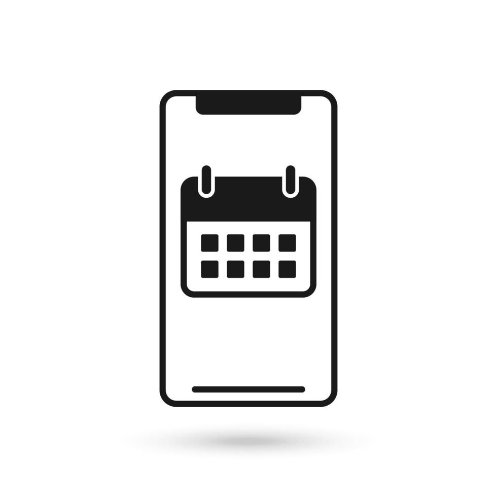 icono de diseño plano de teléfono móvil con icono de calendario vector