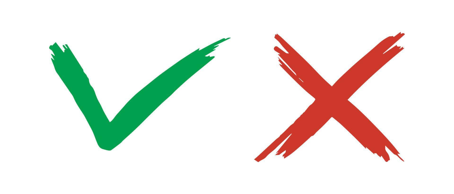 Tick and cross  signs. Checkmark OK and X icons. vector