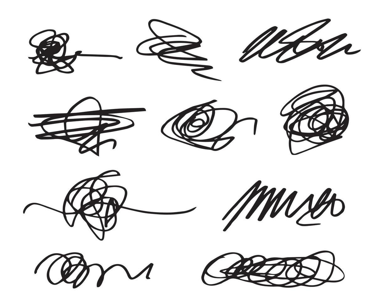 hand drawn of tangle scrawl sketch.Abstract scribble, chaos doodle pattern Isolated on white background. Vector illustration.