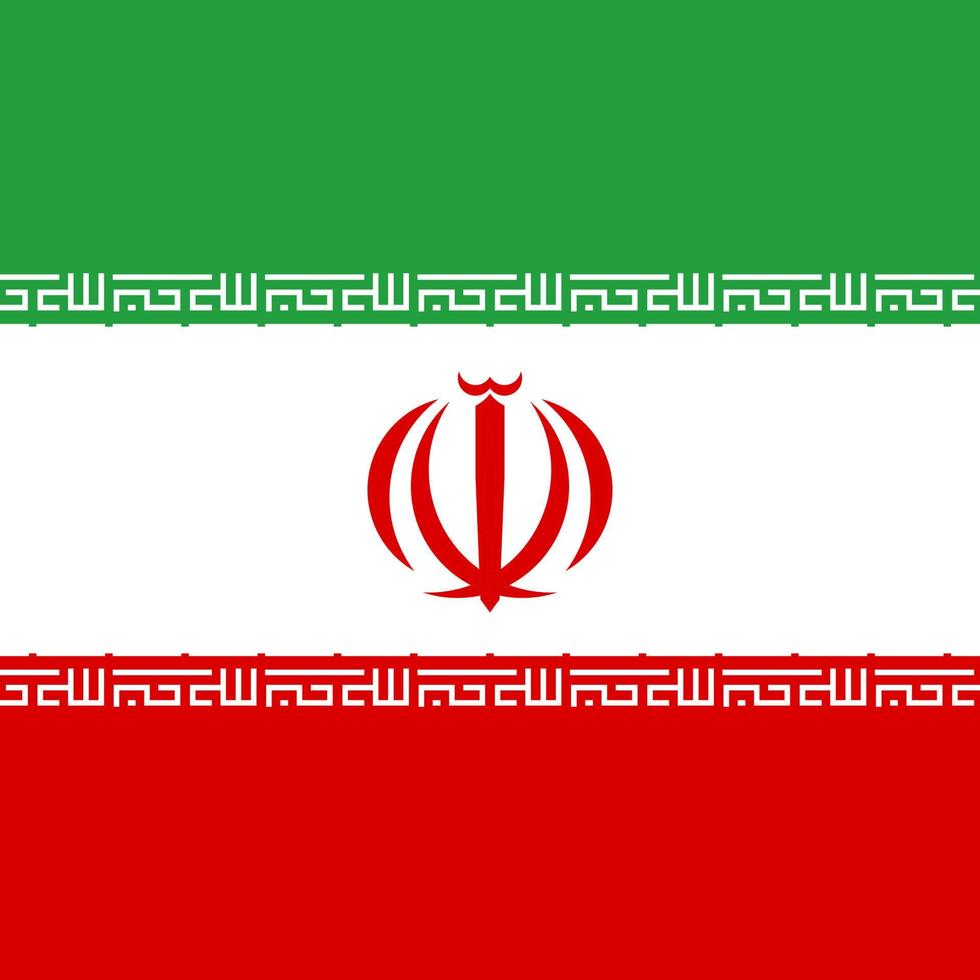 Iran flag, official colors. Vector illustration.