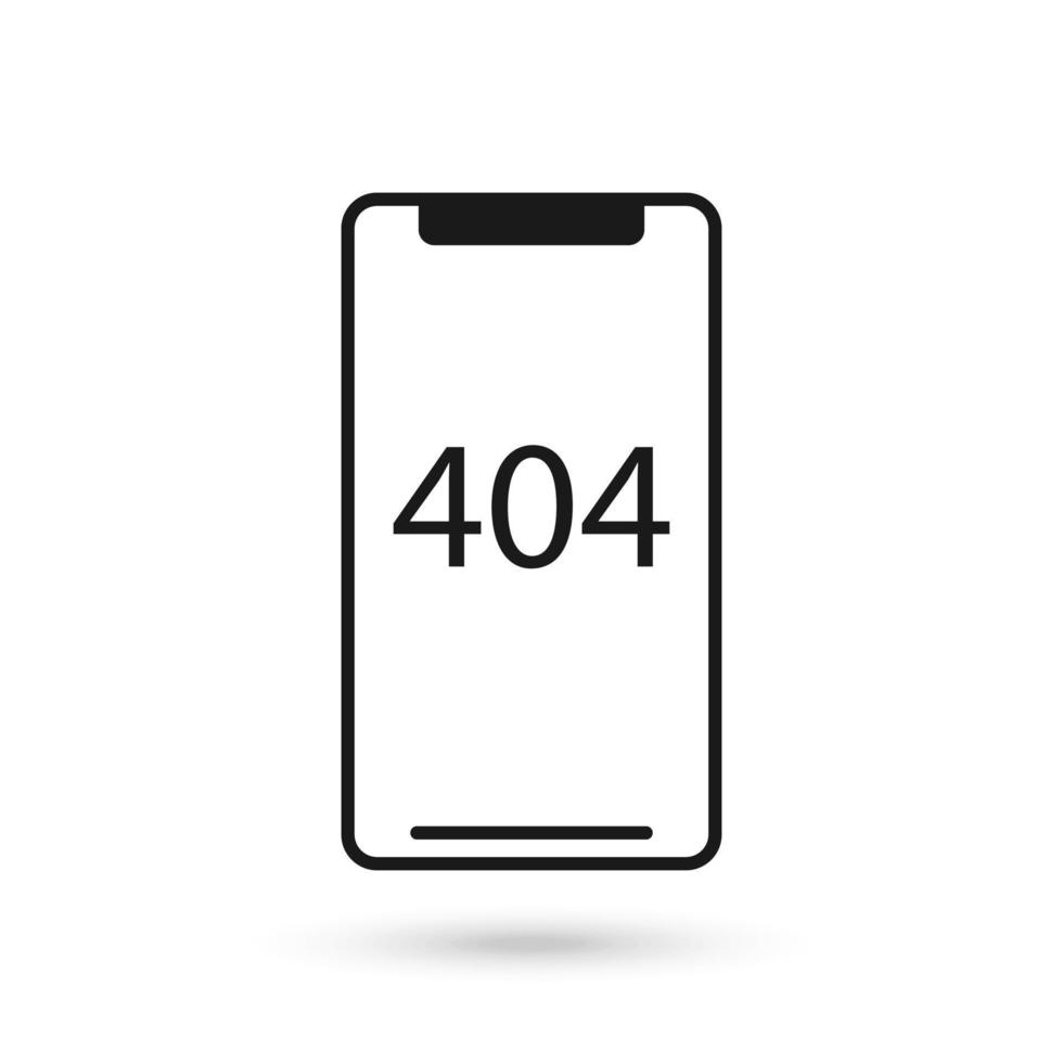 Mobile phone flat design icon with not found 404 sign. vector