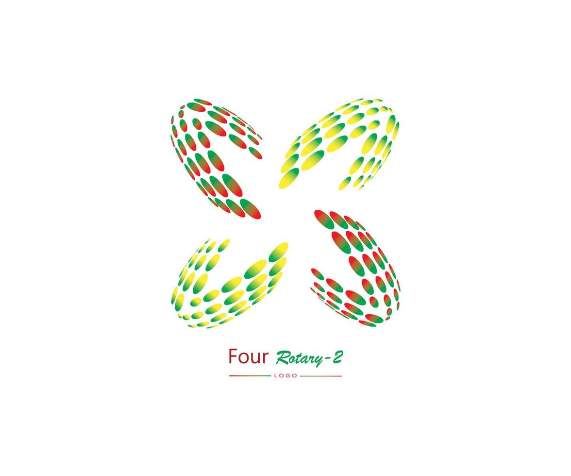 Four Rotary-2 Design Logo Vector Template