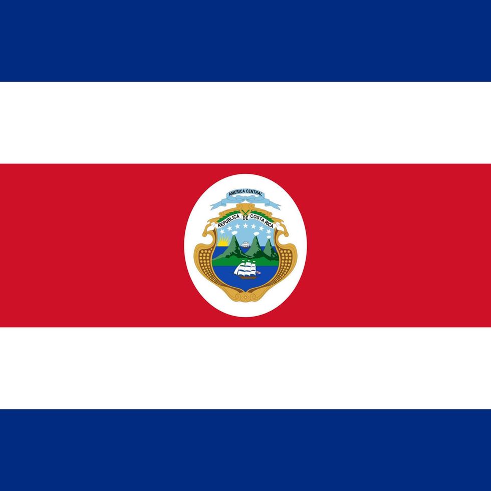 Costa Rica flag, official colors. Vector illustration.