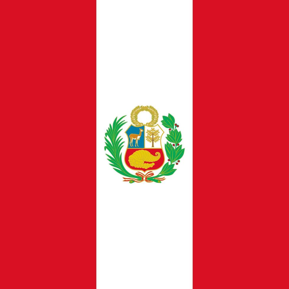 Peru flag, official colors. Vector illustration.