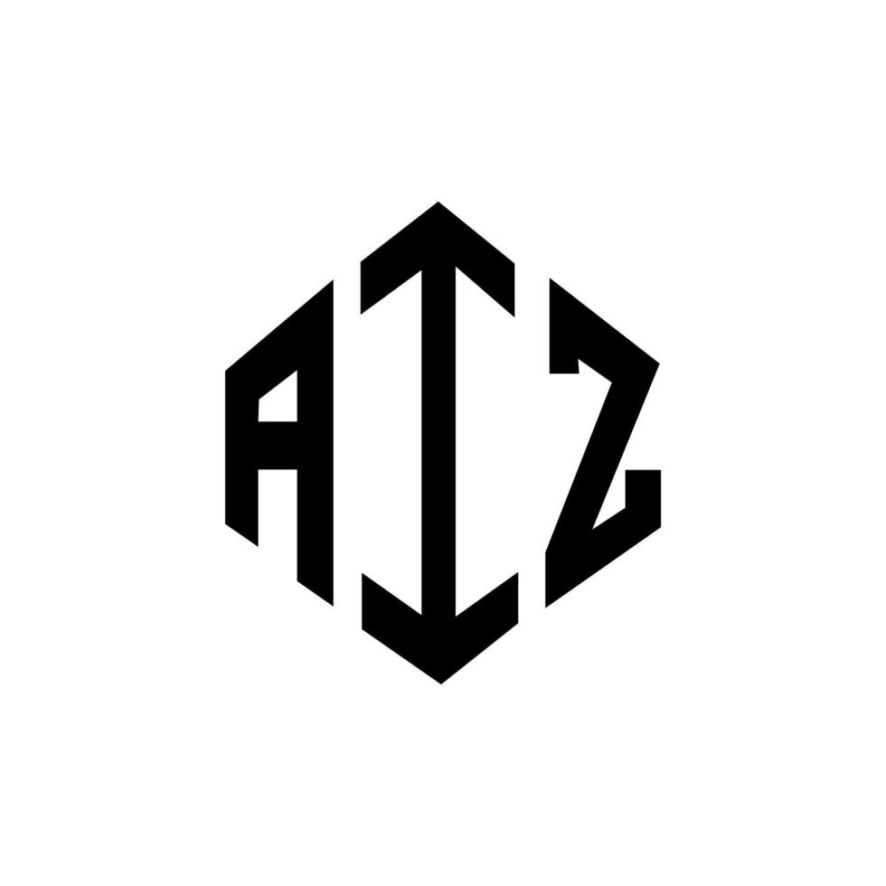 AIZ letter logo design with polygon shape. AIZ polygon and cube shape logo design. AIZ hexagon vector logo template white and black colors. AIZ monogram, business and real estate logo.