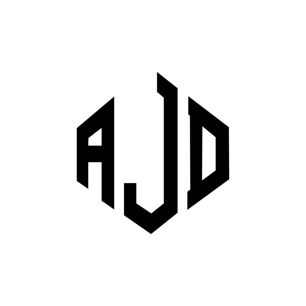 AJD letter logo design with polygon shape. AJD polygon and cube shape logo design. AJD hexagon vector logo template white and black colors. AJD monogram, business and real estate logo.