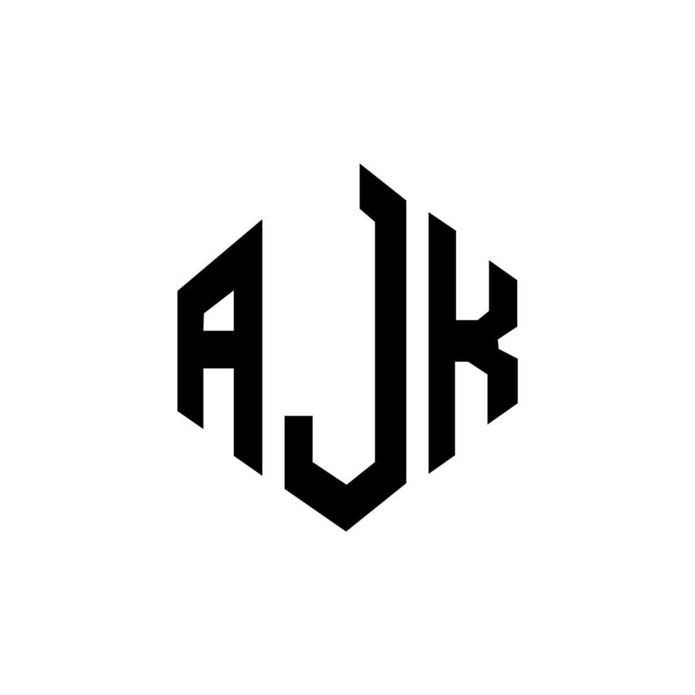 AJK letter logo design with polygon shape. AJK polygon and cube shape logo design. AJK hexagon vector logo template white and black colors. AJK monogram, business and real estate logo.